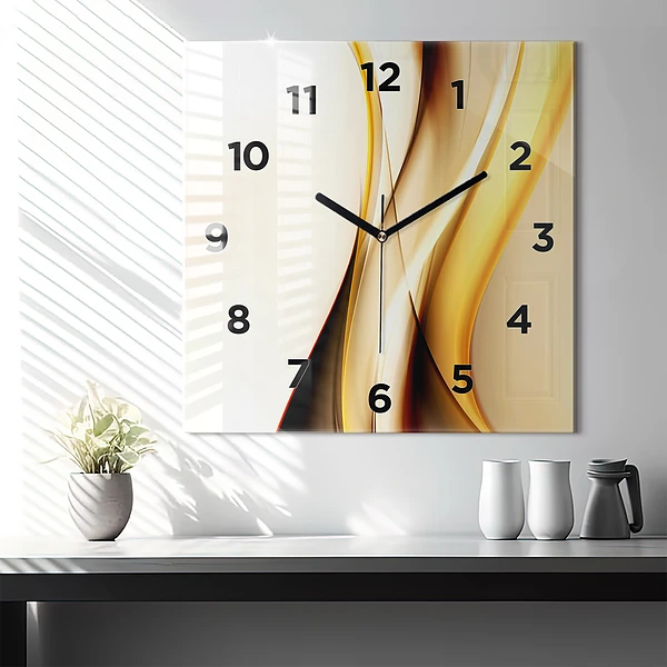 Wanduhr modern quadratisch Abstrakte Welle