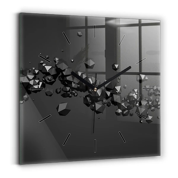 Wanduhr quadratisch mit motiv Schwarze Abstraktion