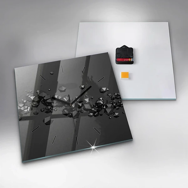 Wanduhr quadratisch mit motiv Schwarze Abstraktion