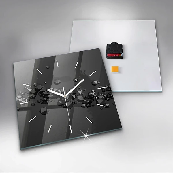 Wanduhr quadratisch mit motiv Schwarze Abstraktion