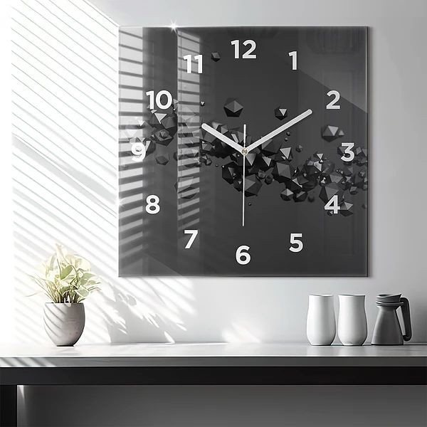 Wanduhr quadratisch mit motiv Schwarze Abstraktion