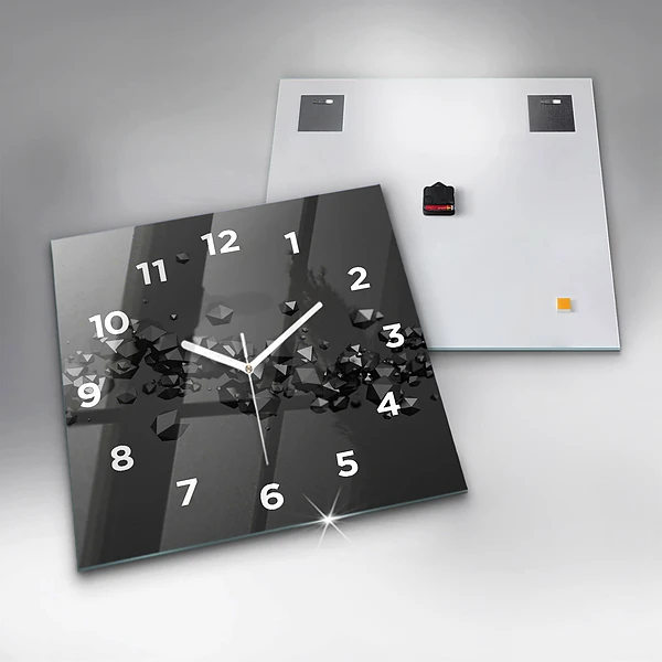 Wanduhr quadratisch mit motiv Schwarze Abstraktion