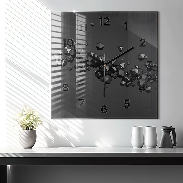 Wanduhr quadratisch mit motiv Schwarze Abstraktion