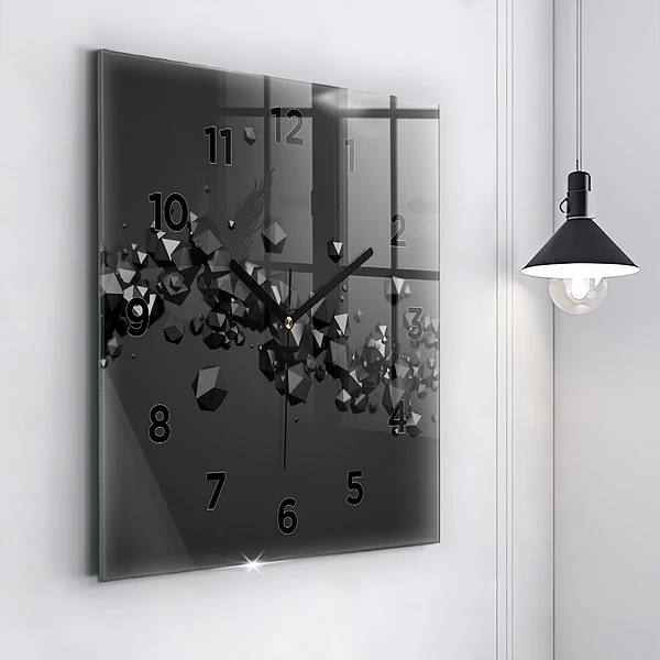 Wanduhr quadratisch mit motiv Schwarze Abstraktion