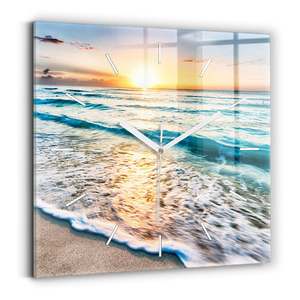 Wanduhr modern quadratisch Strand, Meer und Sand