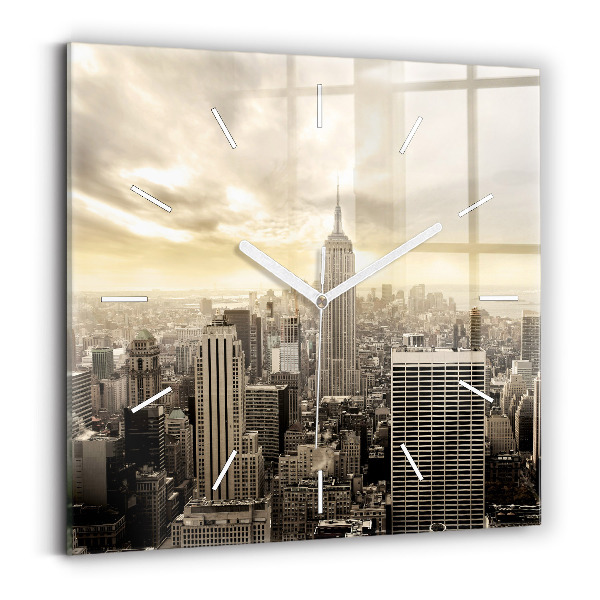 Wanduhr quadratisch mit motiv Türme in New York