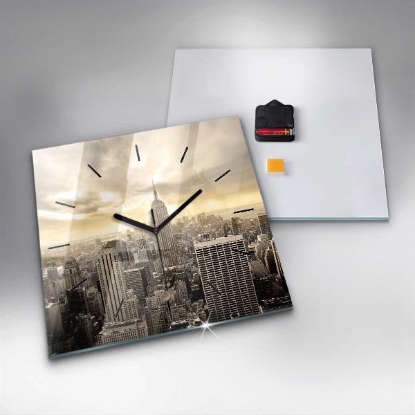 Wanduhr quadratisch mit motiv Türme in New York