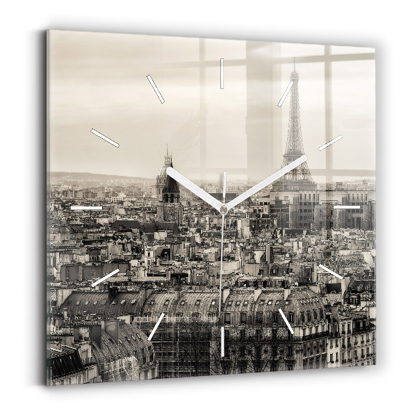 Wanduhr quadratisch Landschaftspanorama von Paris