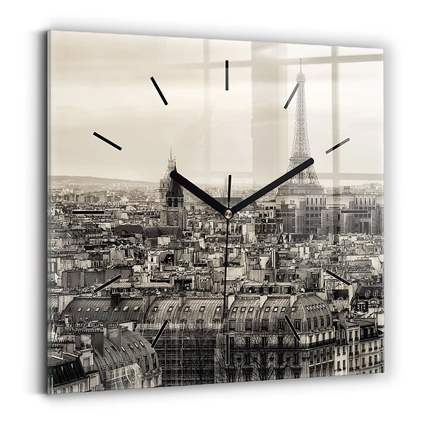 Wanduhr quadratisch Landschaftspanorama von Paris