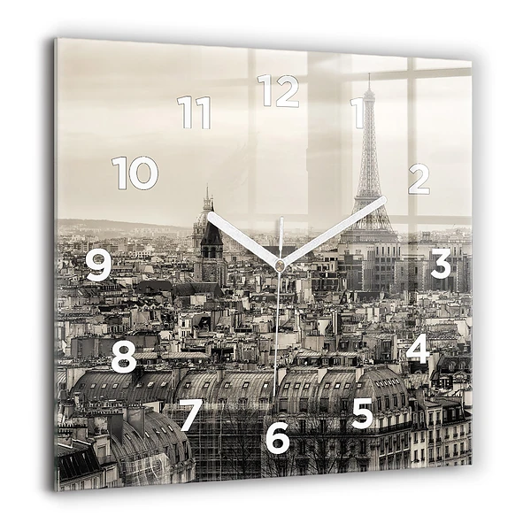 Wanduhr quadratisch Landschaftspanorama von Paris