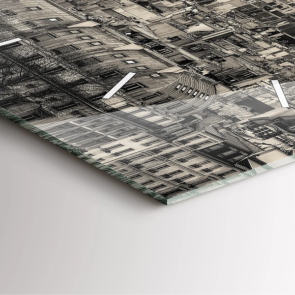 Wanduhr quadratisch Landschaftspanorama von Paris