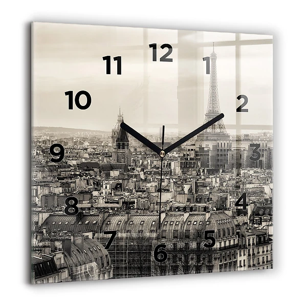 Wanduhr quadratisch Landschaftspanorama von Paris