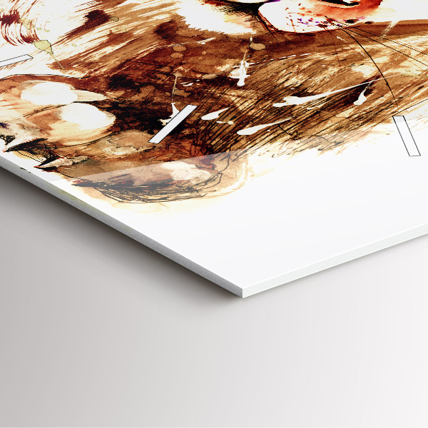 Wanduhr modern quadratisch Illustration eines braunen Löwen