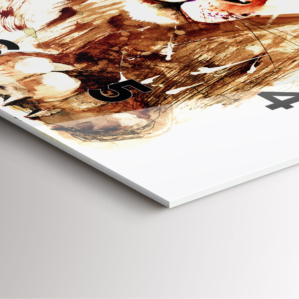 Wanduhr modern quadratisch Illustration eines braunen Löwen