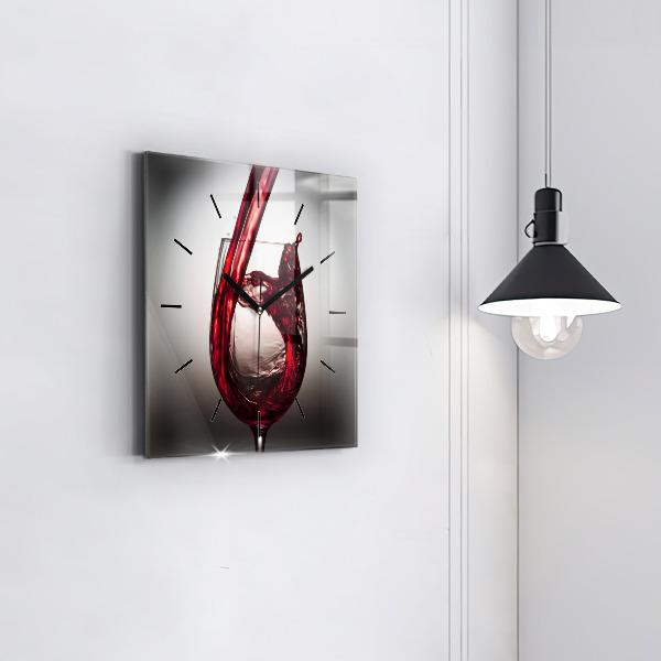 Wanduhr quadratisch mit motiv Weinglas