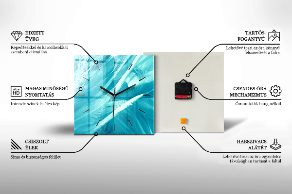 Wanduhr quadratisch mit motiv Weinglas