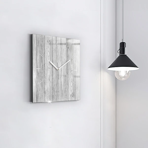 Wanduhr quadratisch mit motiv Holztafeln