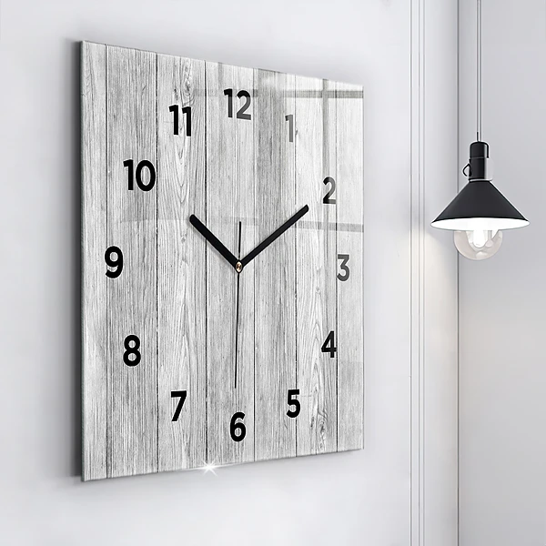 Wanduhr quadratisch mit motiv Holztafeln