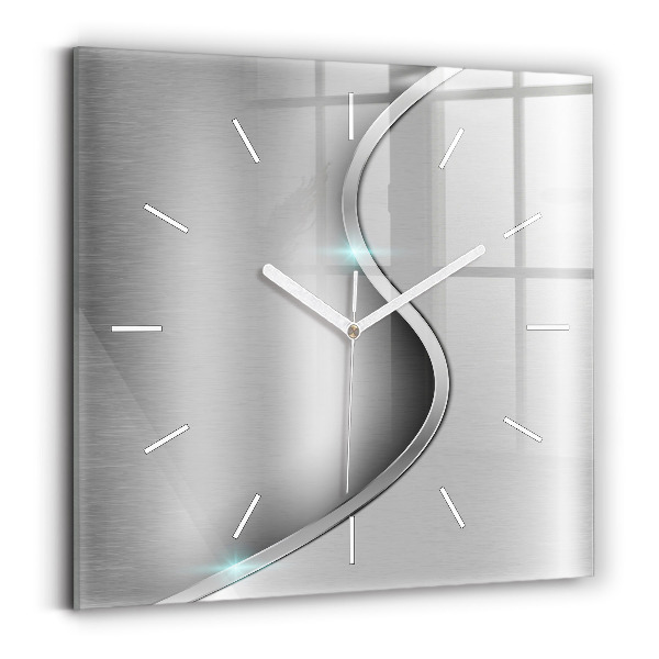 Wanduhr modern quadratisch Graues Metall Abstraktion
