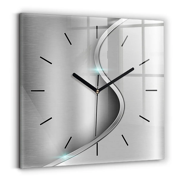 Wanduhr modern quadratisch Graues Metall Abstraktion