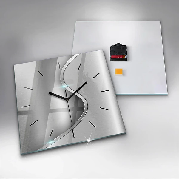Wanduhr modern quadratisch Graues Metall Abstraktion