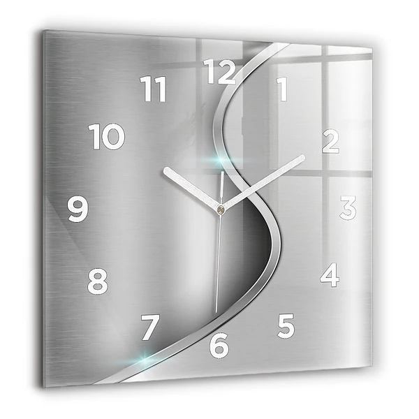 Wanduhr modern quadratisch Graues Metall Abstraktion
