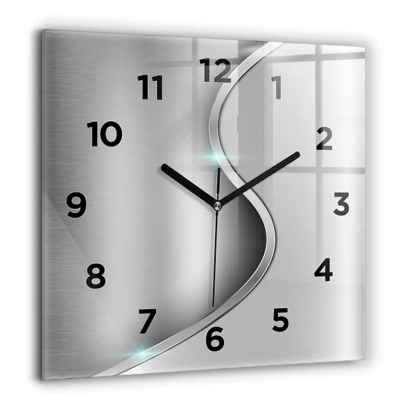 Wanduhr modern quadratisch Graues Metall Abstraktion