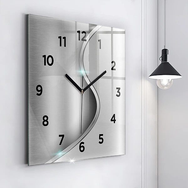 Wanduhr modern quadratisch Graues Metall Abstraktion