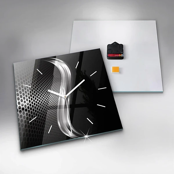 Wanduhr modern quadratisch Schwarzes Metall Abstraktion
