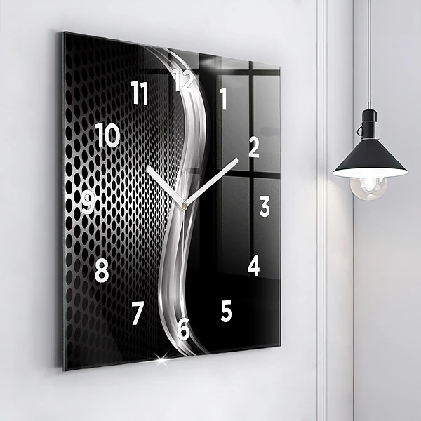 Wanduhr modern quadratisch Schwarzes Metall Abstraktion