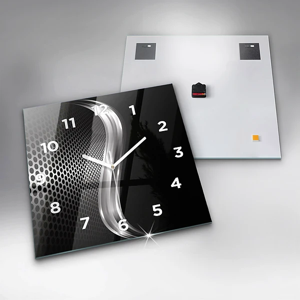 Wanduhr modern quadratisch Schwarzes Metall Abstraktion