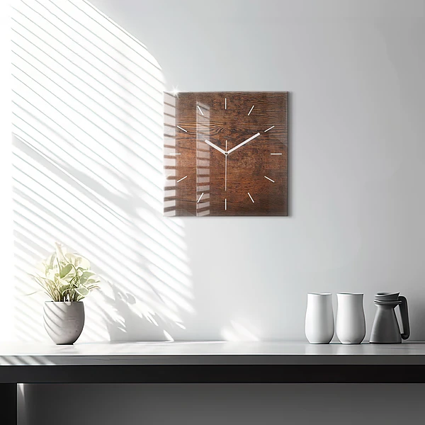 Wanduhr quadratisch mit motiv Altes Holz