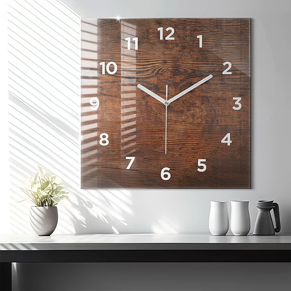 Wanduhr quadratisch mit motiv Altes Holz
