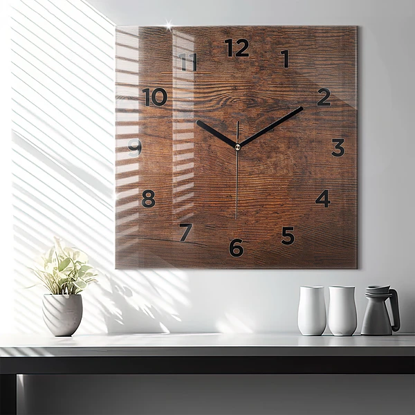 Wanduhr quadratisch mit motiv Altes Holz