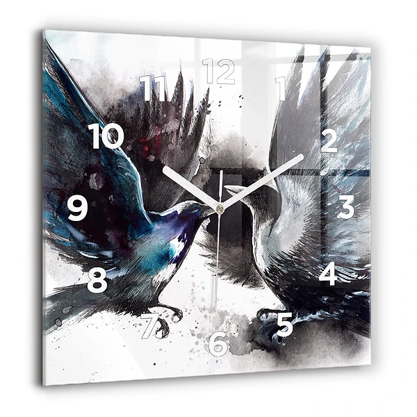 Wanduhr quadratisch mit motiv Bemalte Vögel