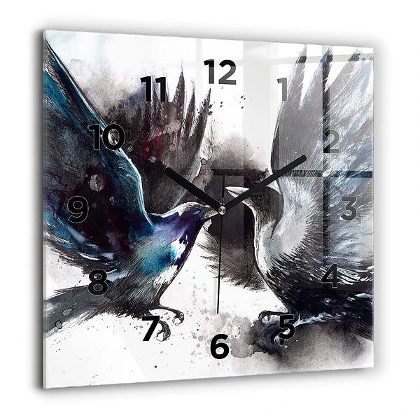 Wanduhr quadratisch mit motiv Bemalte Vögel