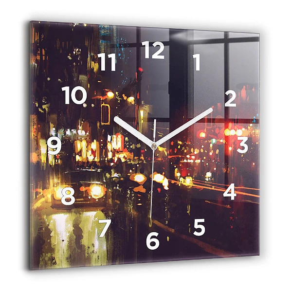 Wanduhr quadratisch Gemalte Stadt
