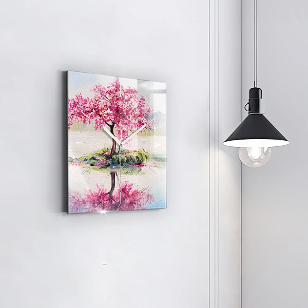 Wanduhr quadratisch Baum-Mosaik