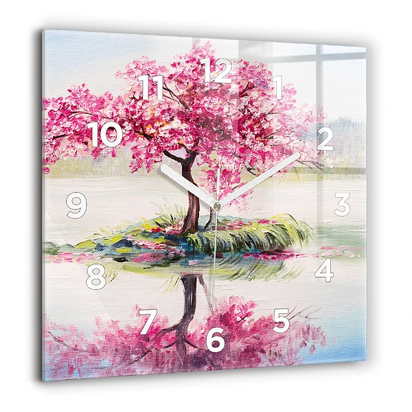 Wanduhr quadratisch Baum-Mosaik