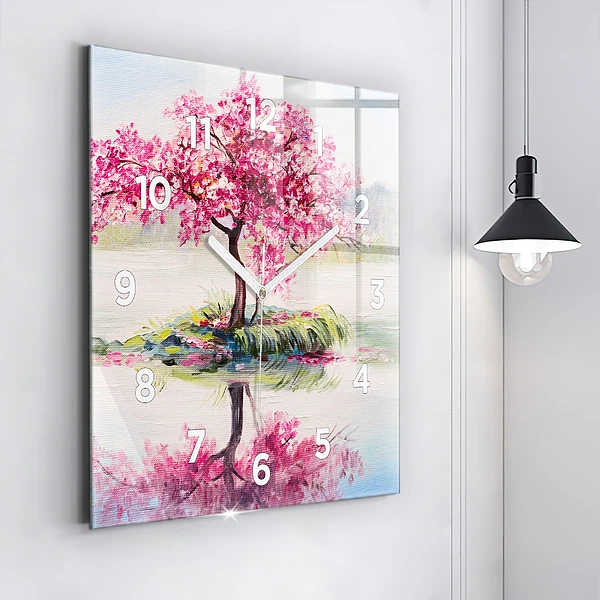 Wanduhr quadratisch Baum-Mosaik