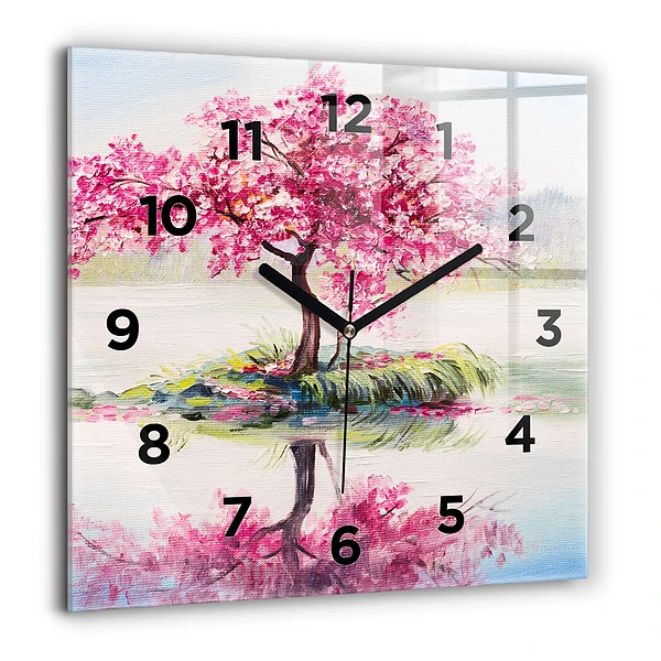 Wanduhr quadratisch Baum-Mosaik