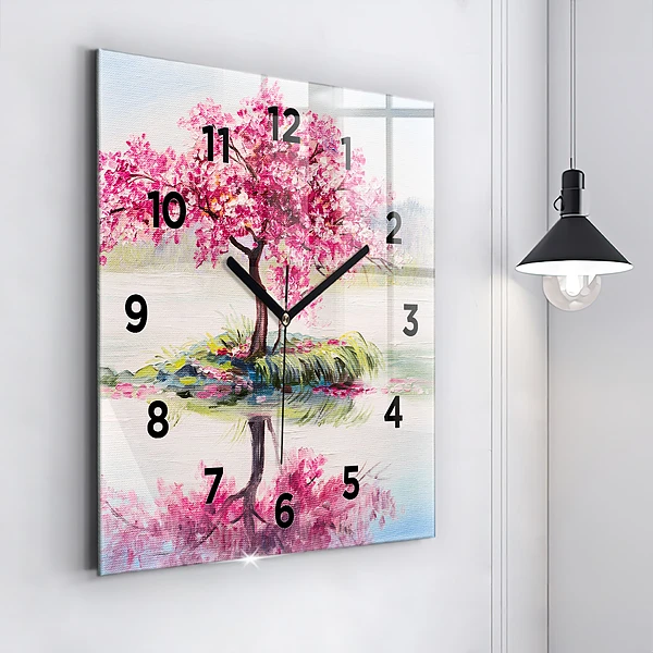 Wanduhr quadratisch Baum-Mosaik