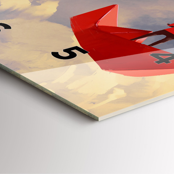 Wanduhr quadratisch mit motiv Papier-Schiffe