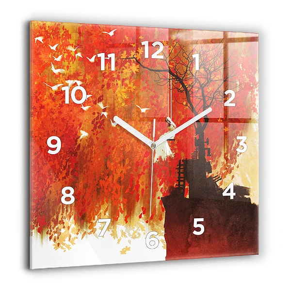Wanduhr quadratisch mit motiv Braut im Herbst