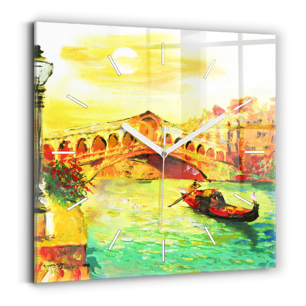 Wanduhr quadratisch Rialtobrücke in Venedig