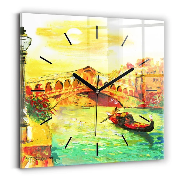 Wanduhr quadratisch Rialtobrücke in Venedig