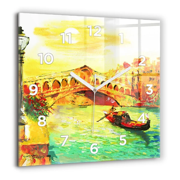 Wanduhr quadratisch Rialtobrücke in Venedig