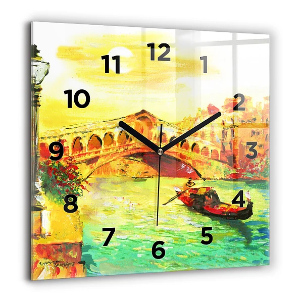 Wanduhr quadratisch Rialtobrücke in Venedig