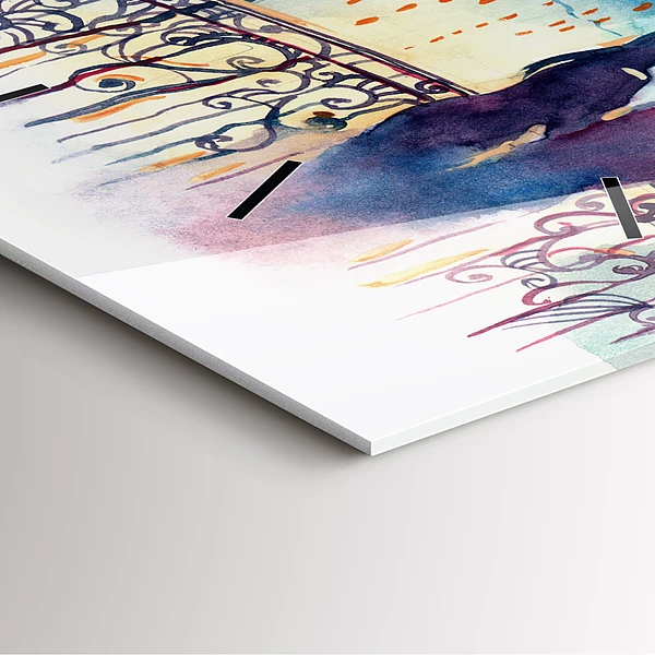 Wanduhr quadratisch Menschen auf Aquarell