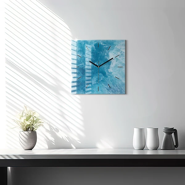 Wanduhr quadratisch mit motiv Meerwasser